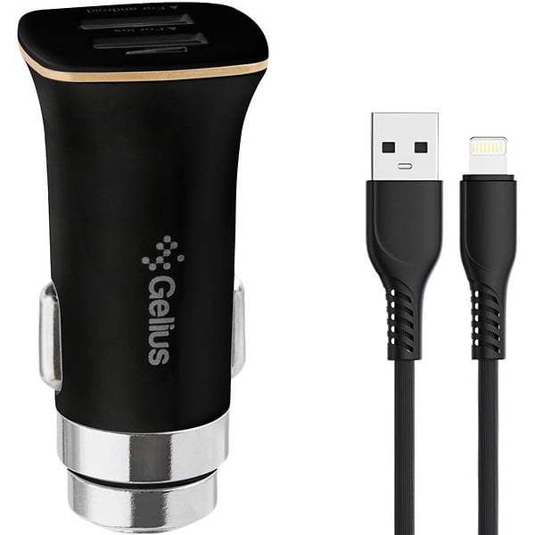 Фото - Автомобильное зарядное устройство Gelius Pro Apollo GP-CC01 2USB 3.1A 15W + Cable Lightning Black (92662)