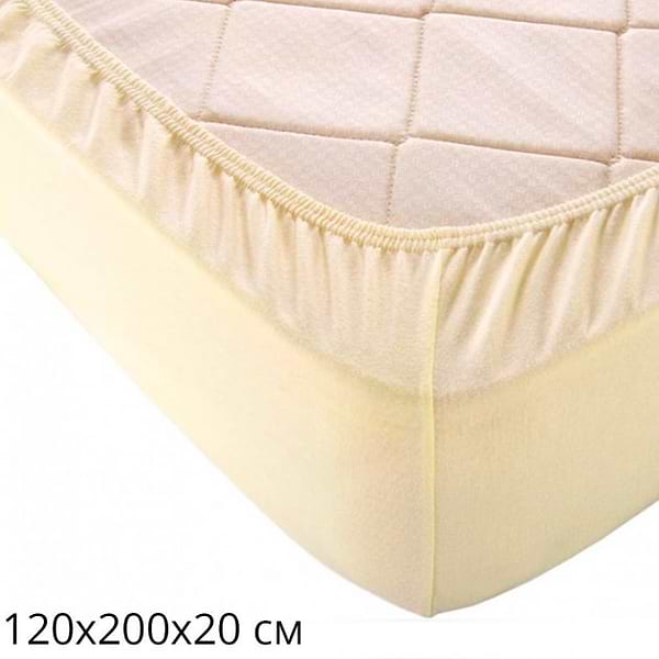 Фото - Простынь односпальная GM Textile на резинке ванильная 120х200х20