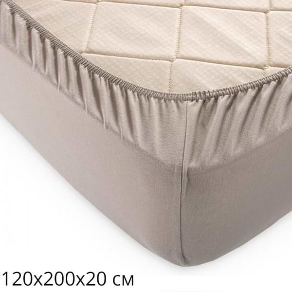 Фото - Простынь односпальная GM Textile на резинке серая 120х200х20
