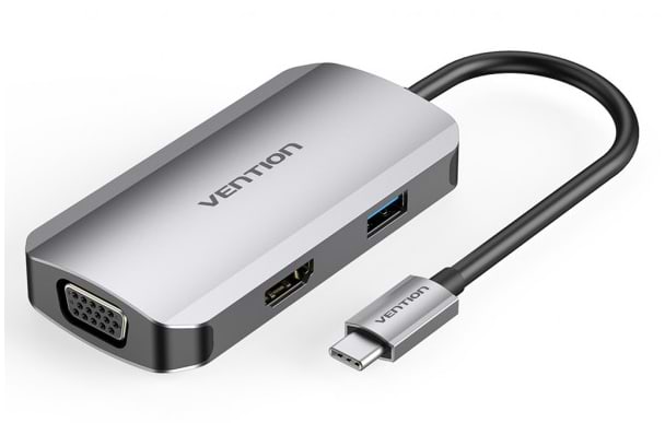 Хаб USB Vention USB3.1 Type-C - HDMI/VGA/USB 3.0/PD 100W Hub 4-in-1 (TOAHB)