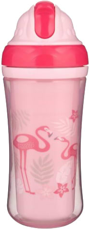 Поїльник-непроливайка дитячий Canpol babies фламінго з силіконовою трубочкою подвійна стінка, 260 мл. (74/050)