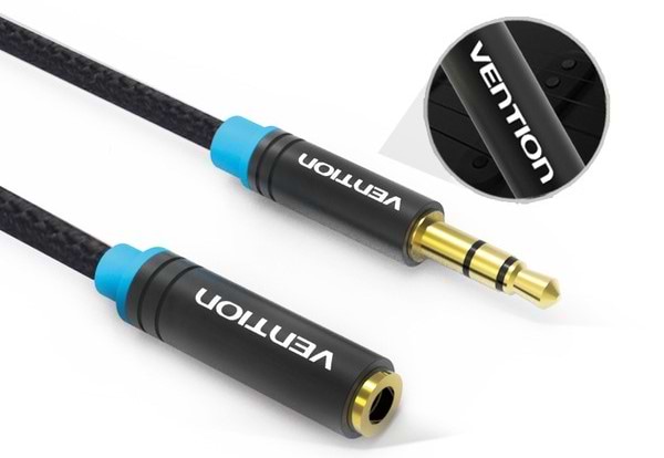 Фото - Кабель 3.5 мм -3.5 мм Vention Audio 3.5 mm M - 3.5 mm F 2 m Black (VAB-B06-B200-M)