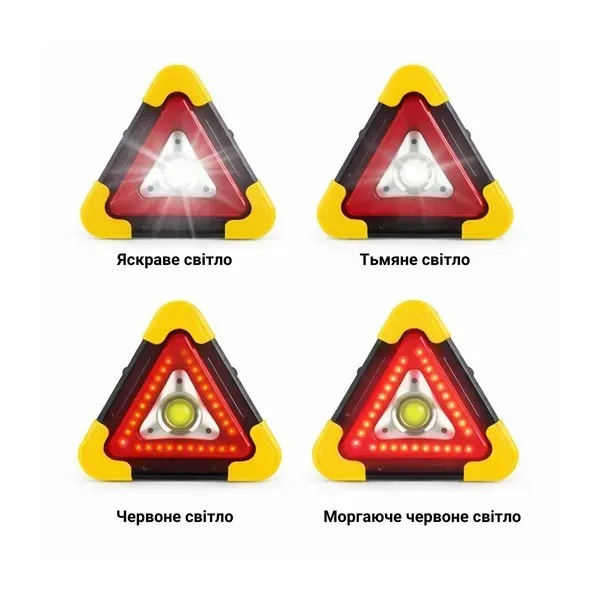 Фото - Знак аварійної зупинки Poputchik із сонячною панеллю, USB зарядкою та Power Bank 1200 mAh (HB-6609-IS)