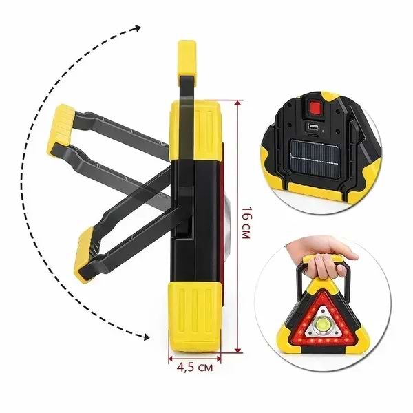 Фото - Знак аварійної зупинки Poputchik із сонячною панеллю, USB зарядкою та Power Bank 1200 mAh (HB-6609-IS)