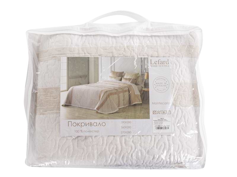 Фото - Покривало двоспальне Lefard Montecarlo бежевий 280х280 см (748-007)
