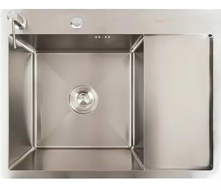 Мойка кухонная VALESO CM 65x50 L нержавейка Handmade (круглый сифон 3.0/0.8)