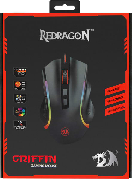 Фото - Миша дротова ігрова Redragon Griffin Black (75093)