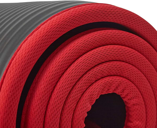 Фото - Коврик для йоги и фитнеса TECOFIT NBR с отделкой края тканью 183x61x1 см Black-Red + чехол-сумка в подарок (TOP18124795)