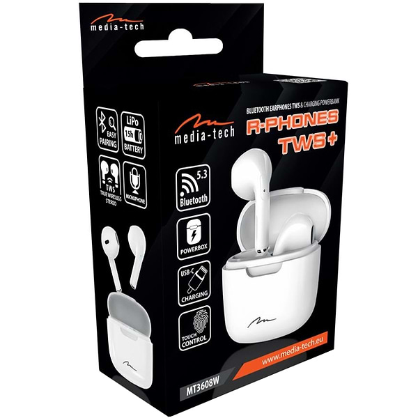 Фото - Навушники вкладиші бездротові TWS Media-Tech R-PHONES TWS+ White (MT3608W)
