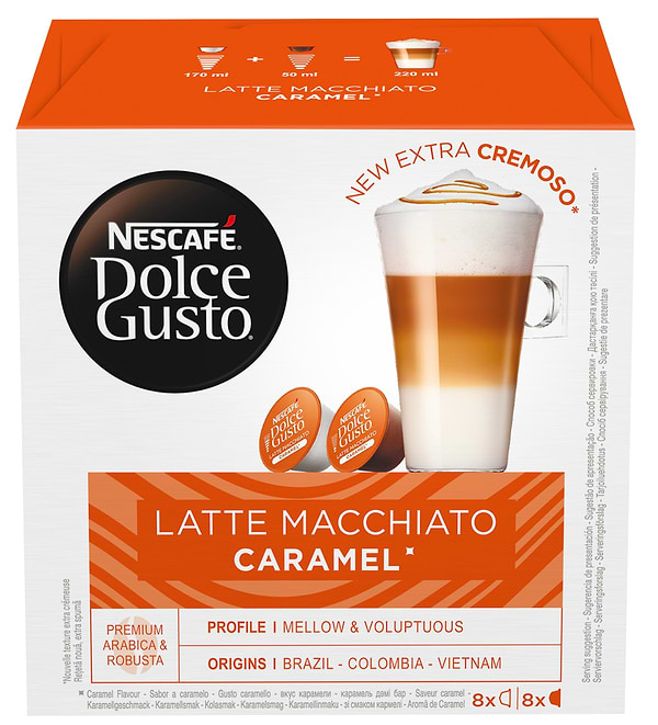 Фото - Уцінка - Кава у капсулах Nescafe DOLCE GUSTO Latte Macchiato Карамель 16 шт. 145,6г