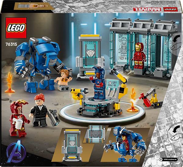 Фото - Конструктор LEGO Marvel  Лабораторія Залізної Людини: зал обладунків (76315)