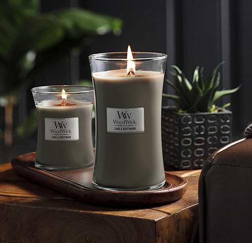 Фото - Свеча стекло Woodwick Medium Sand & Driftwood (Песок и коряга) 275г (92378E)