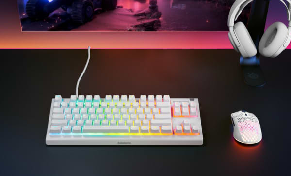 Фото - Клавіатура дротова ігрова SteelSeries Apex 3 TKL UA White (64819)