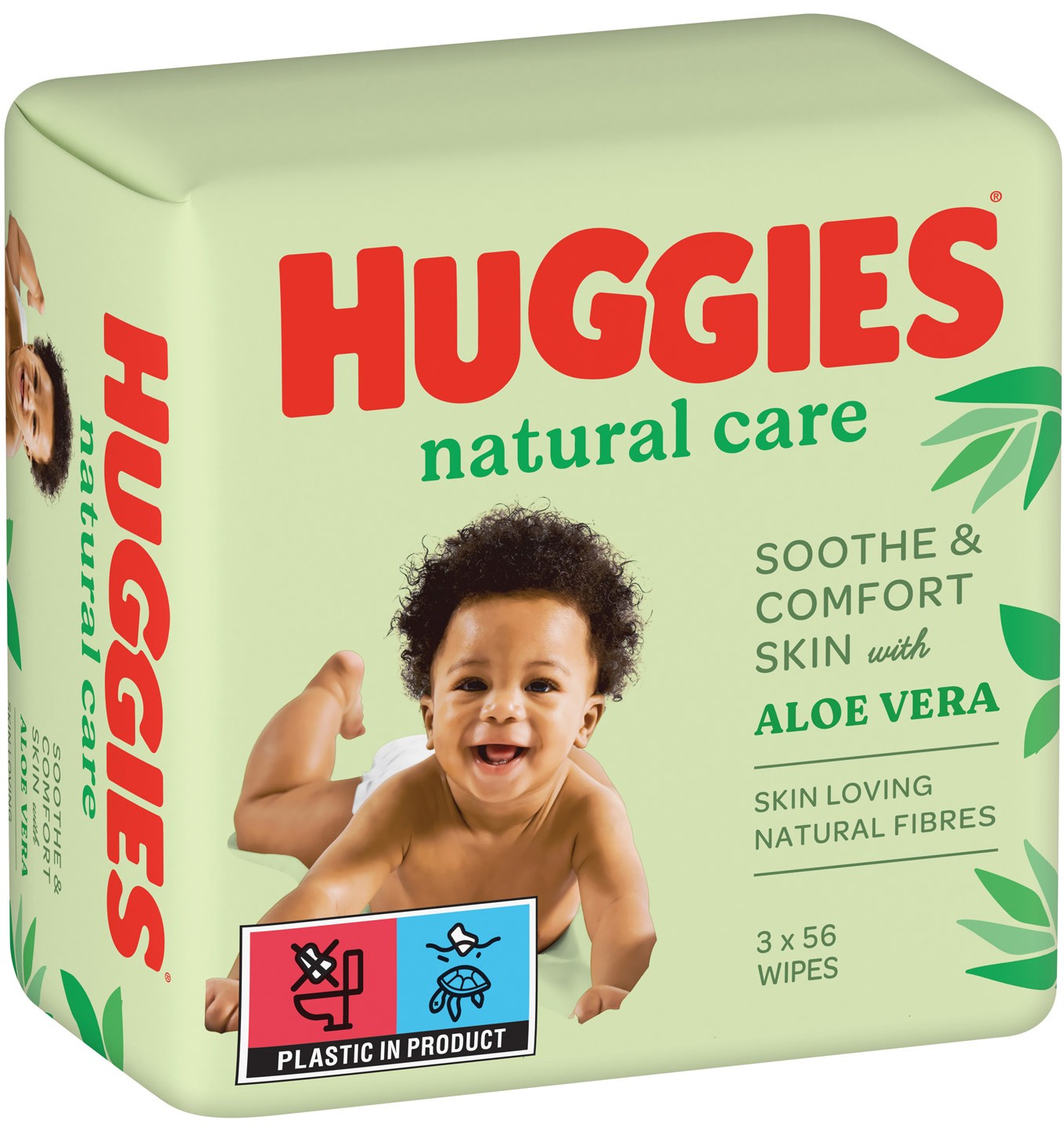 Фото - Серветки вологі для дітей Huggies Natural 56х3 шт. (5029053550176)