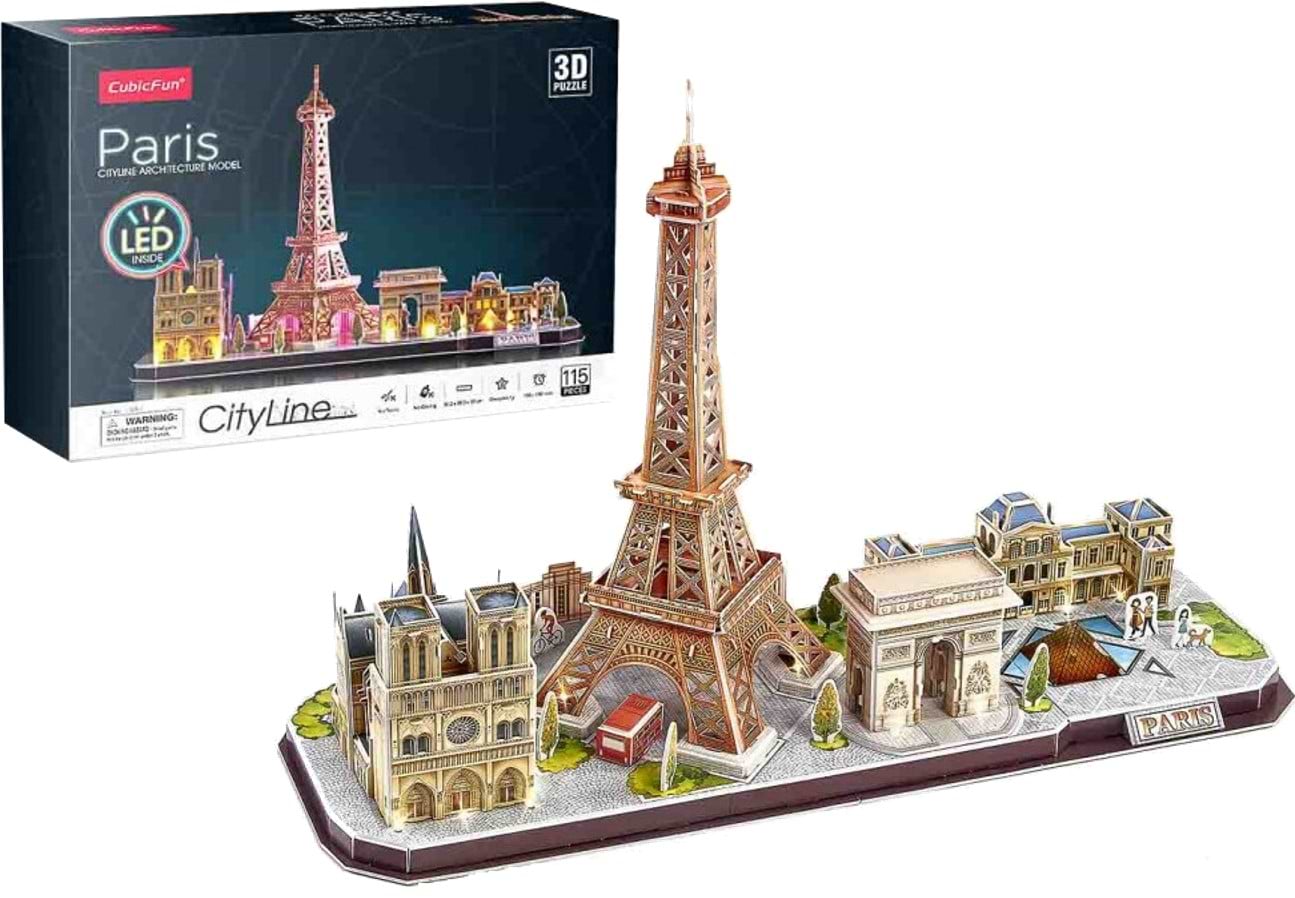 3D пазлы Cubic Fun City line Париж с LED-подсветкой (L525h)