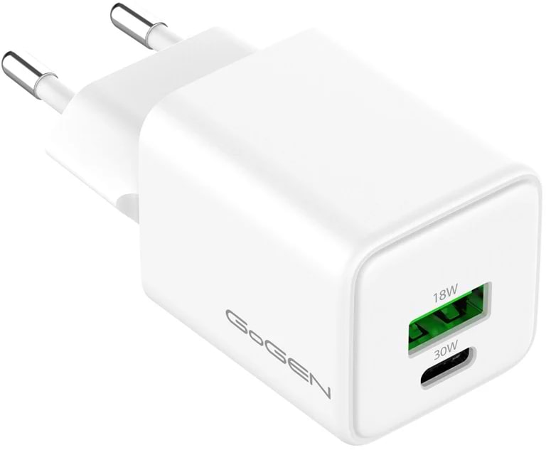 Сетевое зарядное устройство Gogen 1x USB-C PD 30W + 1x USB-A 18W (GOGACHPDQ230W01)