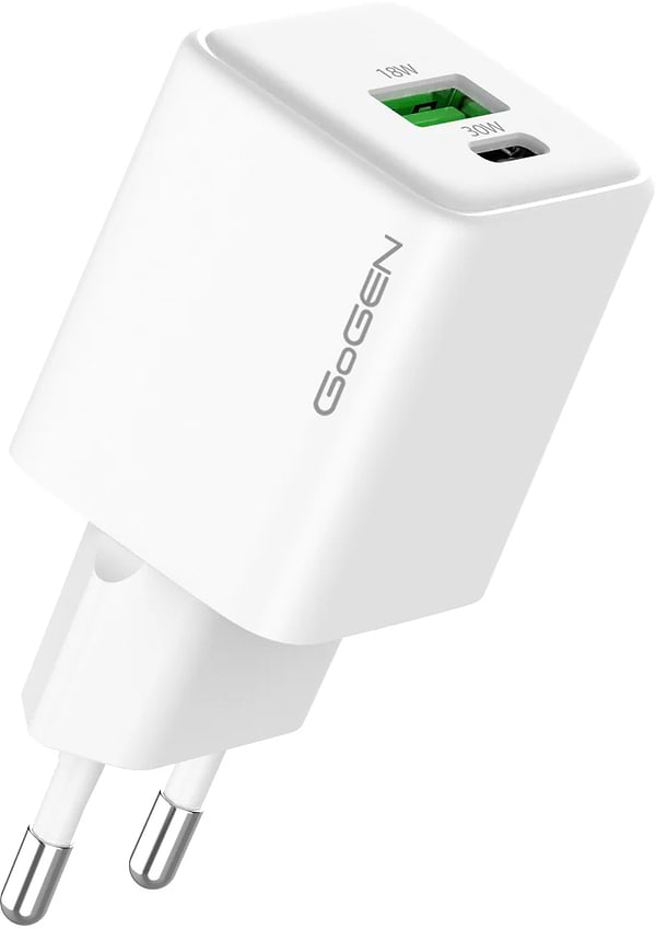 Фото - Сетевое зарядное устройство Gogen 1x USB-C PD 30W + 1x USB-A 18W (GOGACHPDQ230W01)