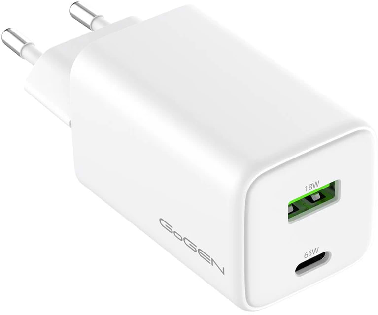 Сетевое зарядное устройство Gogen 1x USB-C PD 65W + 1x USB-A 18W (GOGACHPDQ265W01)