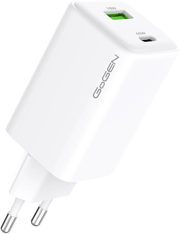 Фото - Сетевое зарядное устройство Gogen 1x USB-C PD 65W + 1x USB-A 18W (GOGACHPDQ265W01)