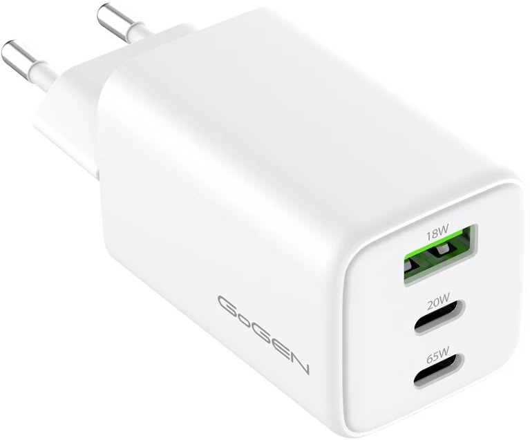 Сетевое зарядное устройство Gogen 2x USB-C PD 65W + 20W 1x USB-A 18W (GOGACHPDQ365W01)