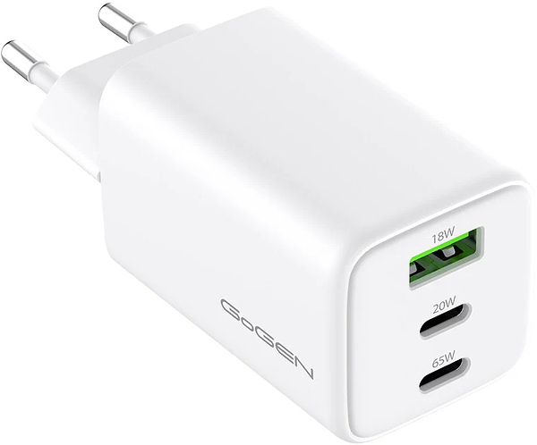 Фото - Сетевое зарядное устройство Gogen 2x USB-C PD 65W + 20W 1x USB-A 18W (GOGACHPDQ365W01) Фото - Сетевое зарядное устройство Gogen 2x USB-C PD 65W + 20W 1x USB-A 18W (GOGACHPDQ365W01)