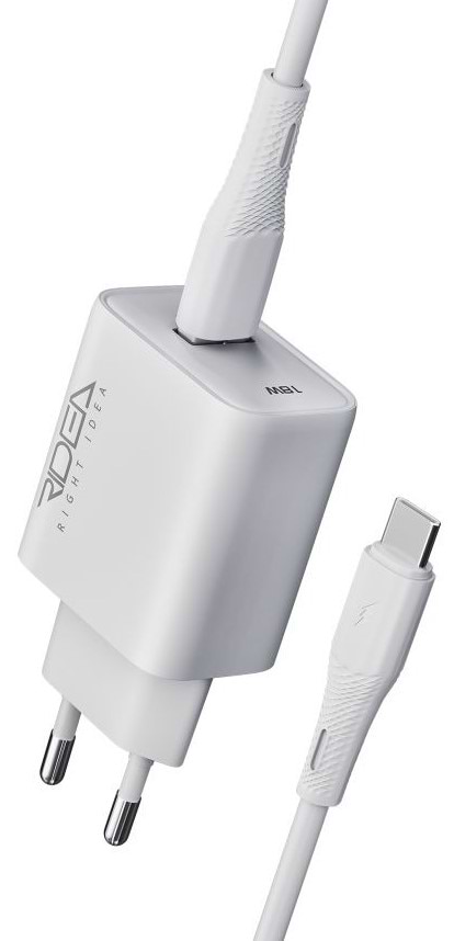 Мережевий зарядний пристрій Ridea Rapid 1USB QC 18W+Type-C White (RW-18121)