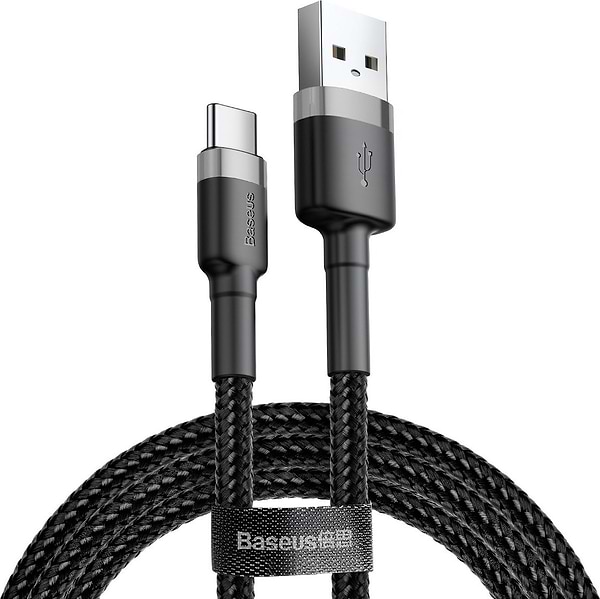 Фото - Кабель синхронізації даних Baseus Cafule USB Type-C 1m Black/Grey (CATKLF-BG1)