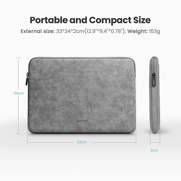 Фото - Уценка - Чехол для ноутбука UGREEN LP187 Sleeve Case Storage Bag 13"-13.9" Gray (60985)