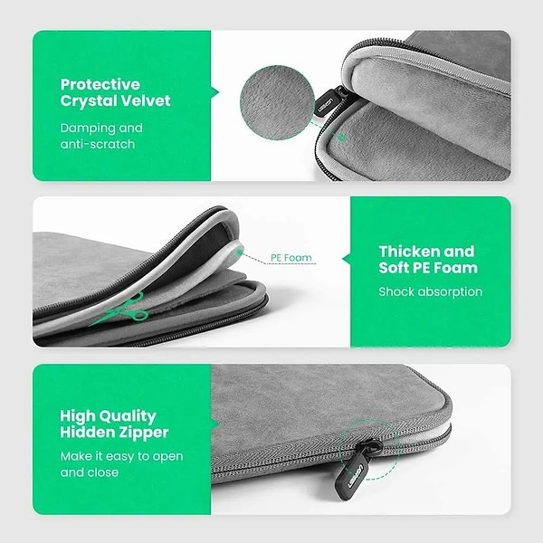 Фото - Уценка - Чехол для ноутбука UGREEN LP187 Sleeve Case Storage Bag 13"-13.9" Gray (60985)