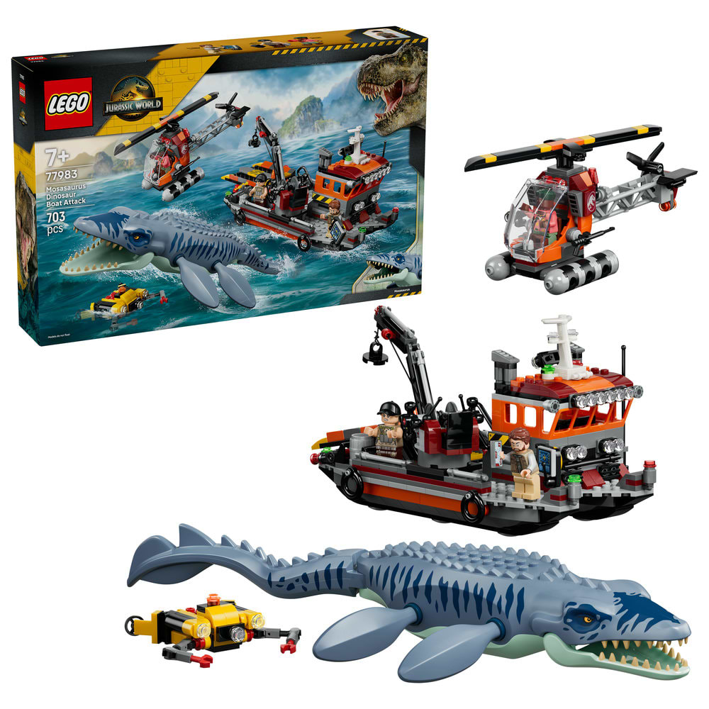 Конструктор LEGO Jurassic World Напад мозазавра на човен (77983)