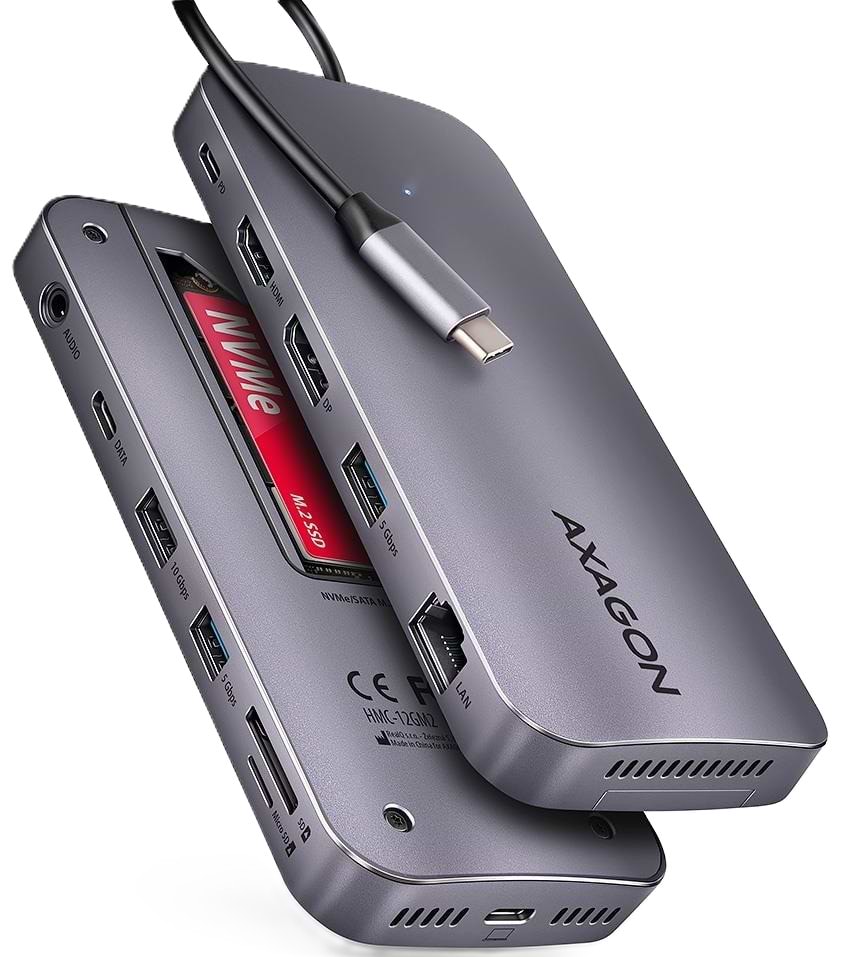 Хаб USB AXAGON USB-C GEN2COMBO 12-в-1 PD 100W (HMC-12GM2)