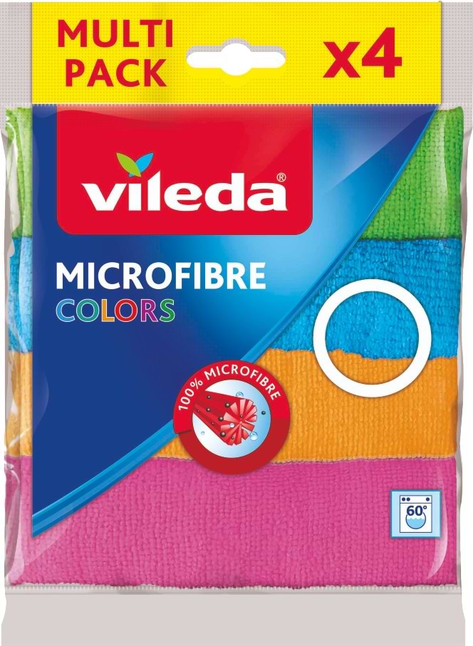 Салфетка бытовая Vileda Microfibre Color 4 шт. (4023103192577) - Фото 1