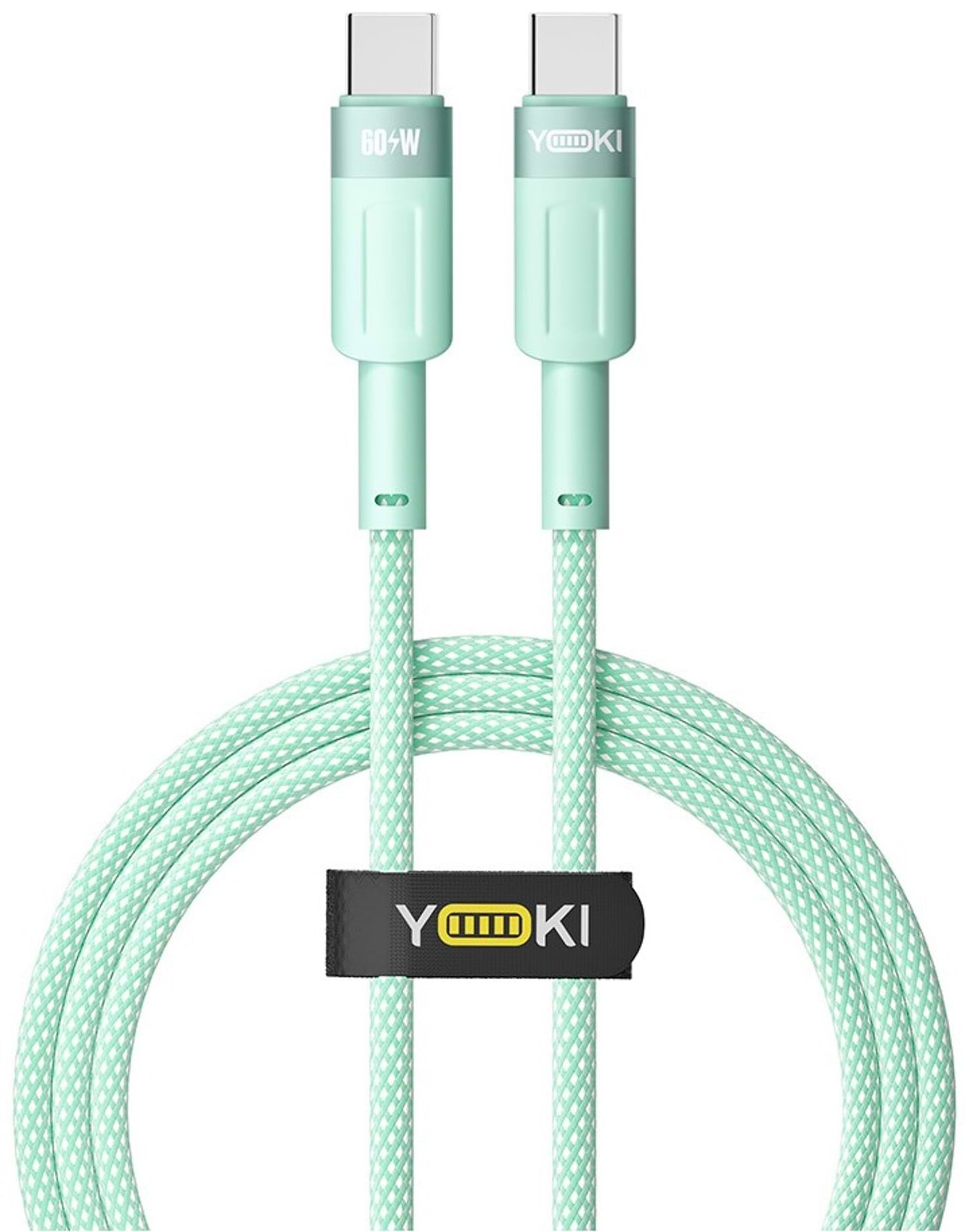 Кабель синхронізації даних YOKI STYLE Type-C to Type-C 60W 1.2m Green (YK-ST41)