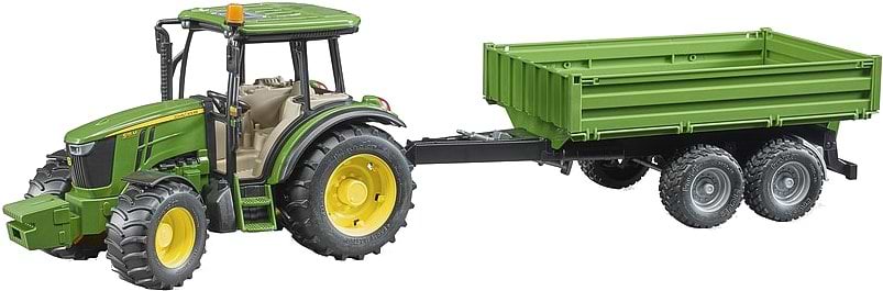 Наземная строительная техника BRUDER Трактор John Deere с прицепом (02108)