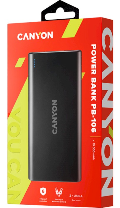 Фото - Уцінка - Батарея мобільна Canyon 10000mAh Black (CNE-CPB1006B)