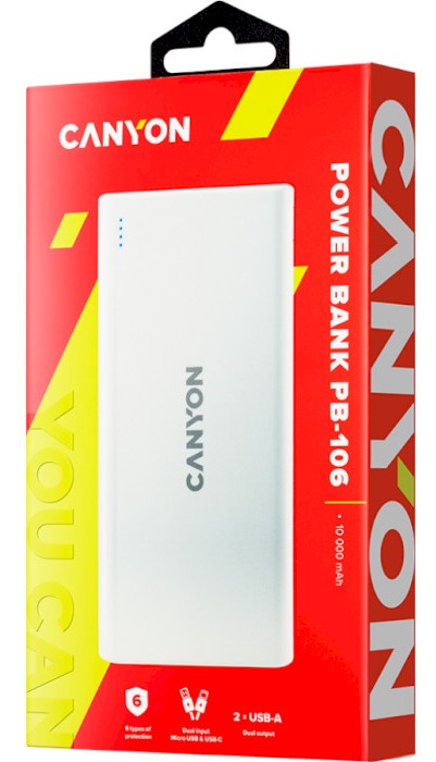 Фото - Батарея мобільна Canyon 10000mAh White (CNE-CPB1006W)