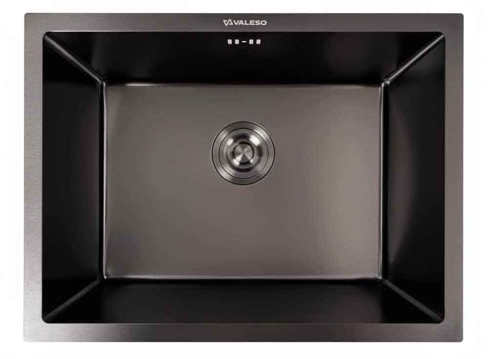 Мойка кухонная VALESO PVD черная 58х43 Handmade монтаж под столешницу (3.0/0.8)
