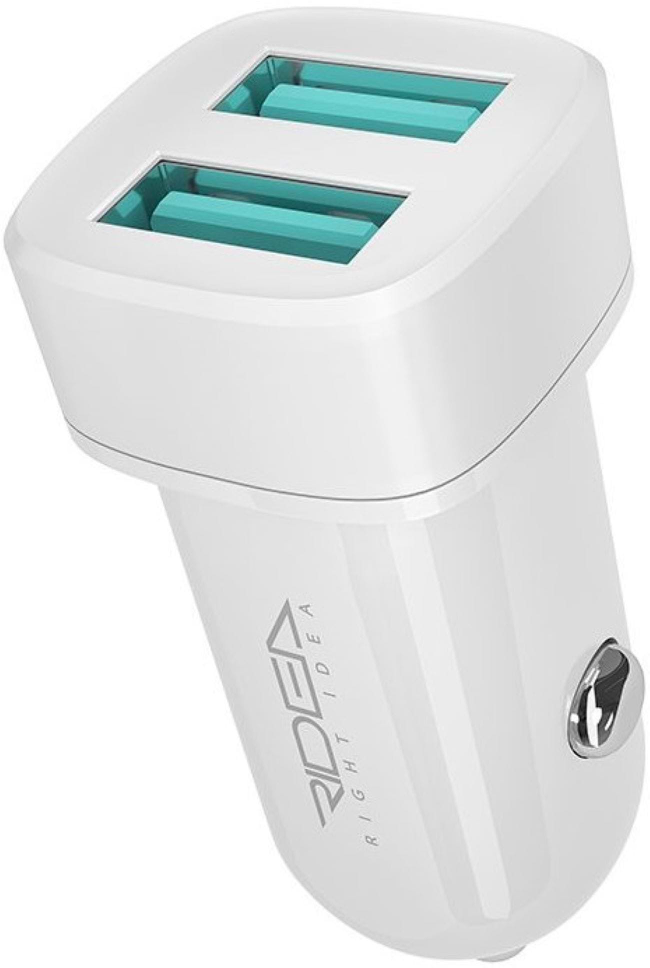 Автомобільний зарядний пристрій Ridea Grand Type-C 2USB 2.4 A White (RCC-21212)