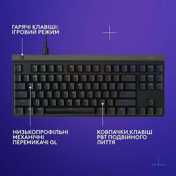 Фото - Клавиатура проводная игровая Logitech G515 TKL Wired Gaming Keyboard Black (920-014133)
