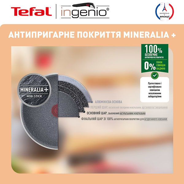 Фото - Набор сковород со съемной ручкой Tefal L3969102 Ingenio Natural Force 3 пр