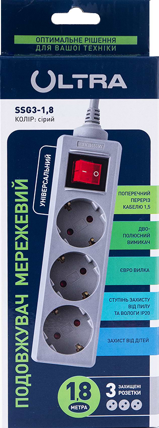 Фото - Сетевой фильтр Ultra SSG3-1.8 V2 Серый