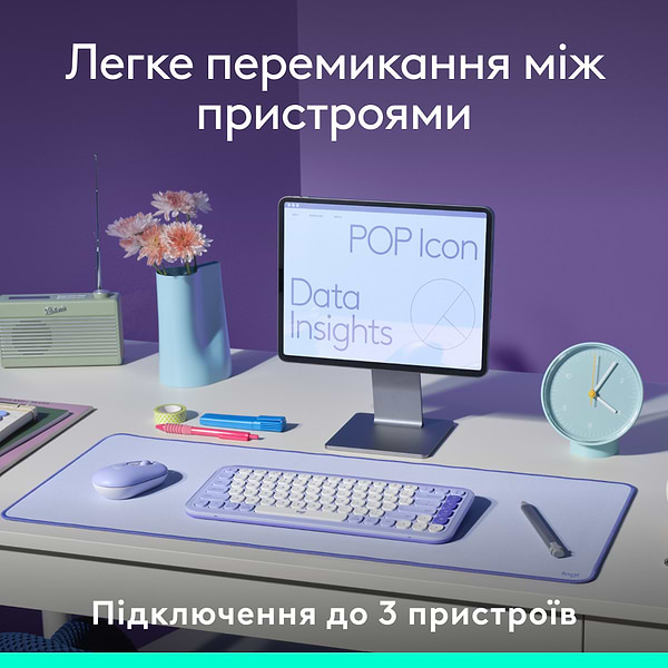 Фото - Клавіатура бездротова Logitech POP Icon Keys Graphite UKR (920-013157)