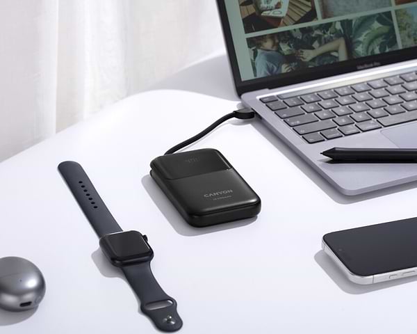 Фото - Батарея мобильная Canyon OnPower 101 built-in cable 10000 mAh PD22.5W Black (CNS-CPB101BK)