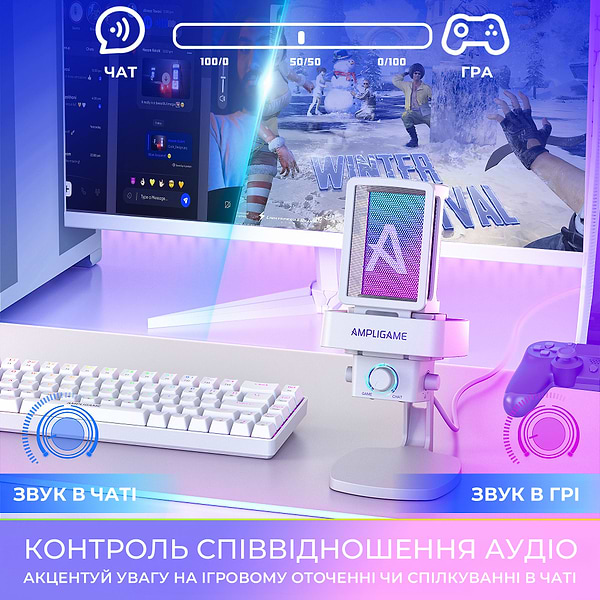 Фото - Мікрофон до комп'ютера Fifine Ampligame Q8PROW USB White