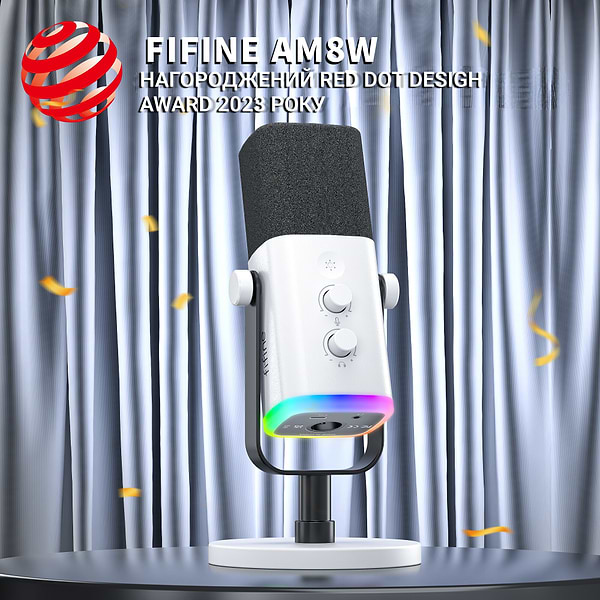 Фото - Микрофон для компьютера проводной Fifine AM8W USB/XLR White