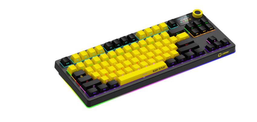 Фото - Клавиатура беспроводная игровая Lorgar KBP70TKLW Wireless TKL Mechanical Pro Black-Yellow (LRG-KBP70TKLW-YL-US)