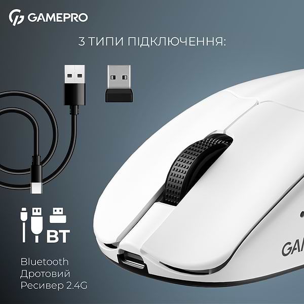 Фото - Миша бездротова ігрова GamePro Asgard Surt Wireless White (GM017W)