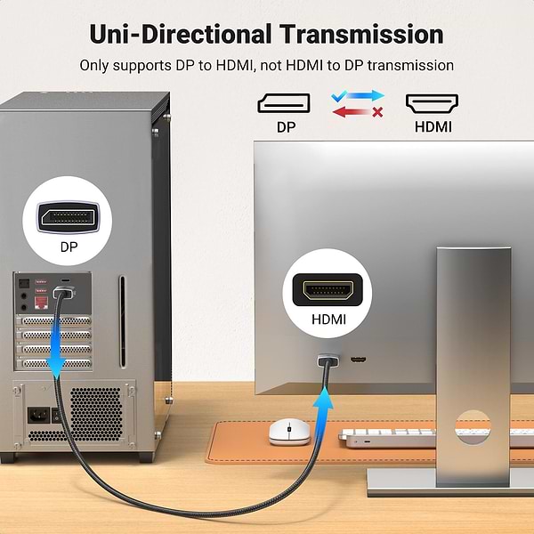 Фото - Кабель UGREEN DP125 DisplayPort to HDMI 2.0 4K@30Hz 3m Black (35843)