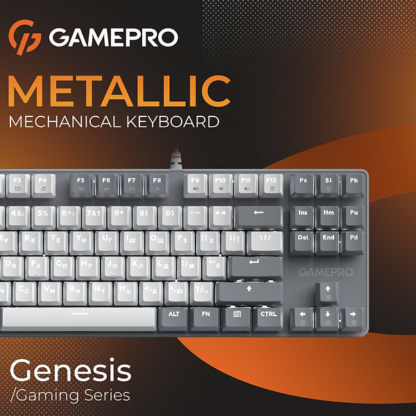 Фото - Клавиатура проводная GamePro Genesis Metallic Outemu Red Swithes USB Gray (MK110G)