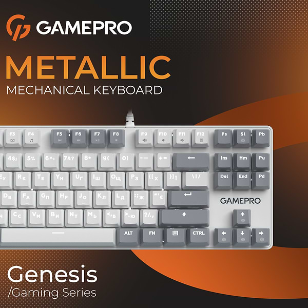 Фото - Клавіатура дротова GamePro Genesis Metallic Outemu Red Swithes USB White (MK110W)